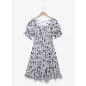Disney Sleeping Beauty Floral Icons Allover Print Smock Dress (Med)